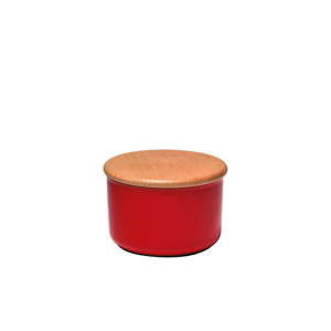 Czerwony pojemnik z drewnianym wieczkiem Emile Henry, obj. 0,3 l