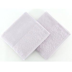 Zestaw 2 jasnofioletowych ręczników ze 100% bawełny Burumcuk, 50x90 cm