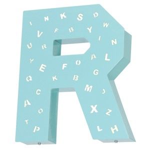 Turkusowa dekoracja świetlna w kształcie litery Glimte Letter R