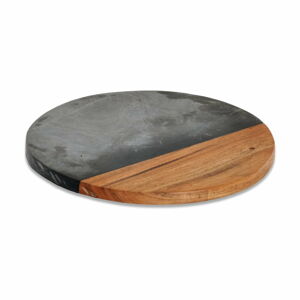 Okrągła deska do krojenia z łupku i drewna akacjowego Nkuku Fala, ø 30 cm