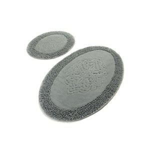 Zestaw 2 zielonych bawełnianych dywaników łazienkowych Confetti Bathmats Piante Oval Mint