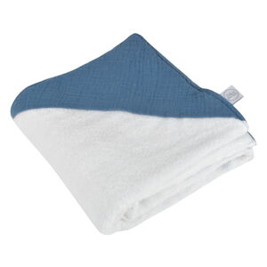 Niebieski muślinowy ręcznik dziecięcy z kapturem 75x75 cm – Bébé Douceur