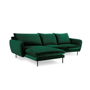 Zielona narożna aksamitna sofa lewostronna Cosmopolitan Design Vienna