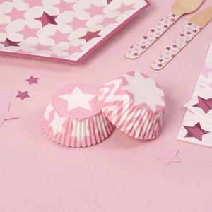 Zestaw 100 papilotek na muffiny Neviti Little Star Pink