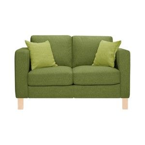 Zielona sofa 2-osobowa z 2 jasnozielonymi poduszkami Stella Cadente Maison Canoa