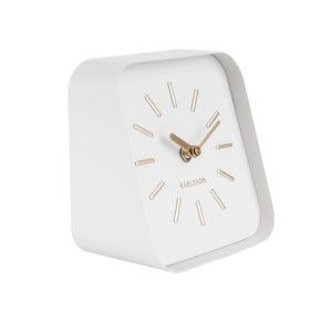 Biały metalowy zegar stołowy Karlsson Squared