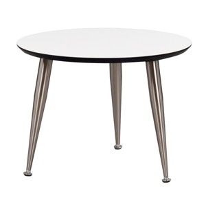 Biały stolik z nogami w srebrnej barwie Folke Strike, wys. 47 cmx∅ 56 cm