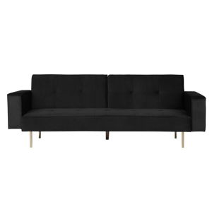 Czarna sofa rozkładana z obiciem o wyglądzie aksamitu Monobeli Calum