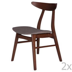 Zestaw 2 krzeseł do jadalni z drewna kauczukowca z szarym siedziskiem sømcasa Salma