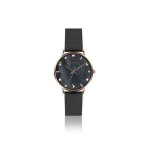 Damski zegarek z czarną bransoletką ze stali nierdzewnej Emily Westwood Aura