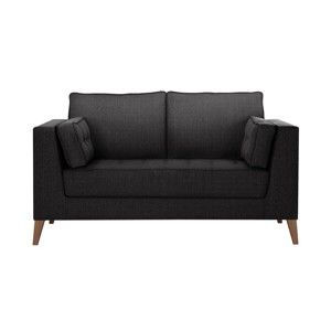 Antracytowa sofa 2-osobowaz detalami w czarnej barwie Stella Cadente Maison Atalaia Anthracite