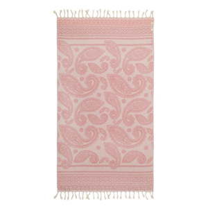 Różowy ręcznik hammam Begonville Paisley, 180x95 cm