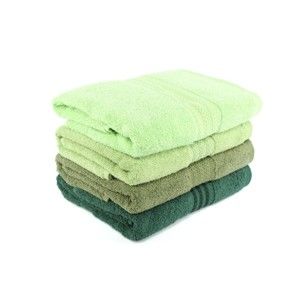 Zestaw 4 zielonych ręczników Rainbow, 70x140 cm