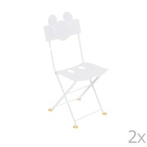 Komplet 2 białych dziecięcych metalowych krzeseł ogrodowych Fermob Bistro Mickey Junior