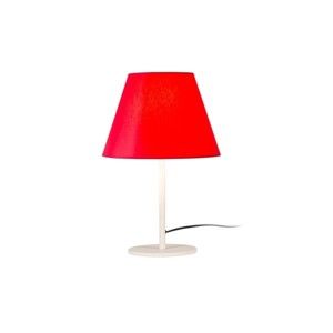 Czerwona lampa stołowa z okrągłą podstawą Jane