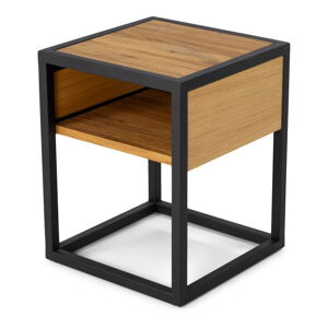 Czarna  szafka nocna z blatem z drewna dębowego z półką Diva – Spinder Design