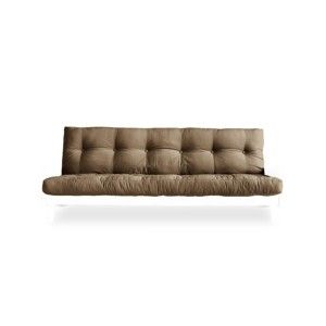 Sofa rozkładana z brązowym obiciem Karup Indie White