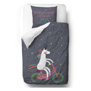 Pościel dziecięca z satyny bawełnianej Mr. Little Fox Biking Unicorn, 100x130 cm