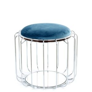 Butelkowy stolik/puf z konstrukcją w srebrnym kolorze 360 Living Canny, ⌀ 50 cm