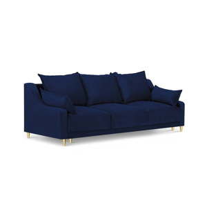Niebieska 3-osobowa sofa rozkładana z miejscem do przechowywania Mazzini Sofas Pansy