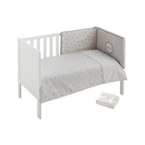 Komplet beżowego łóżeczka dziecięcego z kołdrą, kodem i pikowaną barierką Naf Naf Chic
