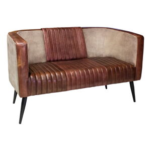 Brązowa skórzana sofa 134 cm – Antic Line