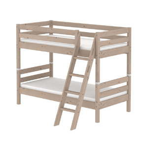 Brązowe dziecięce łóżko piętrowe z drewna sosnowego z drabinką Flexa Classic, 90x200 cm