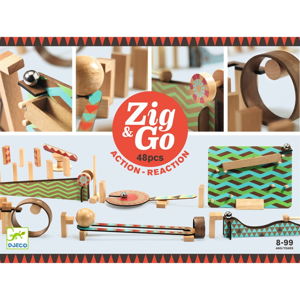 Drewniany tor dla dzieci Djeco Zig Go, 48 części