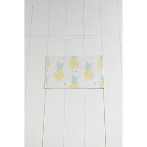 Biało-żółty dywanik łazienkowy Tropica Ananas, 60x40 cm