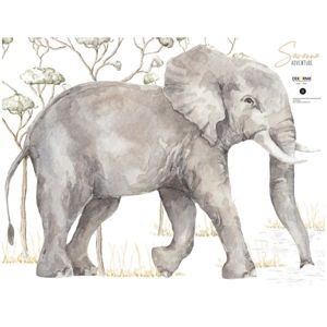 Naklejka ścienna ze słoniem Dekornik, 87x65 cm