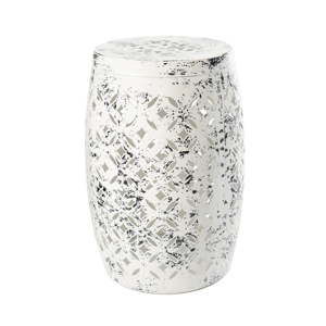 Biały stołek metalowy ręcznie malowany RGE Nour, ⌀ 30 cm