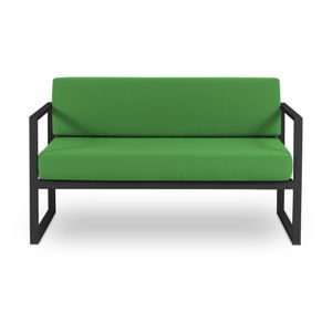 Zielona 2-osobowa sofa ogrodowa w czarnej ramie Calme Jardin Nicea