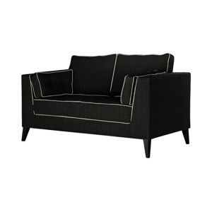 Czarna sofa 2-osobowa z detalami w kremowej barwie Stella Cadente Maison Atalaia Black