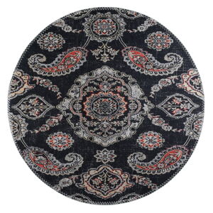 Czarny okrągły dywan odpowiedni do prania ø 120 cm – Vitaus