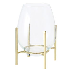 Szklany świecznik z konstrukcją w kolorze złota Boltze Taro