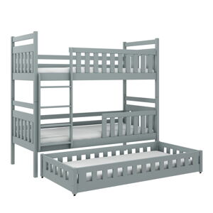 Szare łóżko piętrowe dla dzieci 70x160 cm Oliwia - Lano Meble