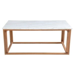 Biały stolik marmurowy z dębowymi nogami RGE Accent, szer. 110 cm