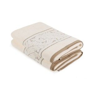 Zestaw 2 kremowych ręczników bawełnianych Akdeniz, 70x140 cm