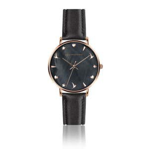 Damski zegarek z czarnym paskiem ze skóry naturalnej Emily Westwood Noir