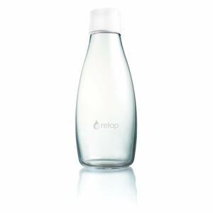 Biała szklana butelka ReTap z dożywotnią gwarancją, 500 ml
