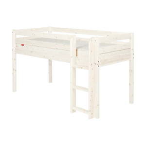 Białe łóżko średniej wielkości dziecięce z drewna sosnowego Flexa Classic, 90x200 cm