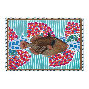 Turkusowy dywanik łazienkowy 40x60 cm Tufted Fish – Really Nice Things