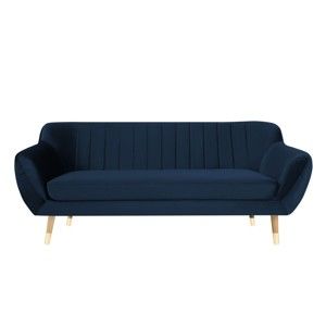 Ciemnoniebieska aksamitna sofa Mazzini Sofas Benito, 188 cm