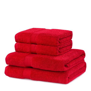Czerwone bawełniane ręczniki zestaw 4 szt. frotte Marina – DecoKing