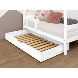 Biała drewniana szuflada pod łóżko Benlemi Buddy, 90x180 cm