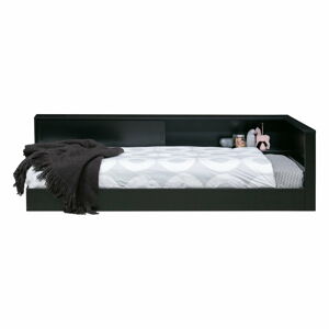 Czarne łóżko jednoosobowe z drewna sosnowego WOOOD Connect, 90x200 cm