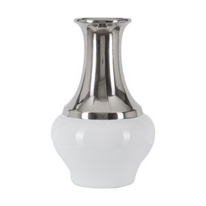 Biało-srebrny wazon ceramiczny Mauro Ferretti Convex B
