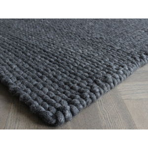Antracytowy pleciony dywan wełniany Wooldot Ball Rugs, 100x150 cm