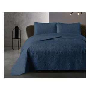 Niebieska narzuta z mikroperkalu z 2 poszewkami na poduszkę Dreamhouse Velvet Clara, 180x250 cm
