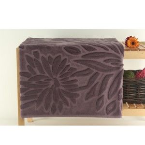 Fioletowy dywanik łazienkowy ze 100% bawełnianego aksamitu Mat, 90x150 cm